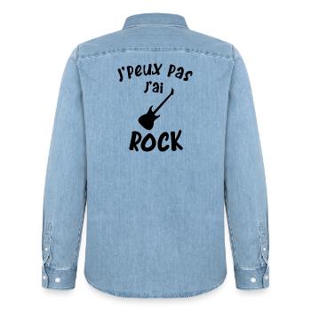 Je peux pas j'ai rock - Chemise en denim homme bio Stanley/Stella - bleu clair délavé - Dos - AI Model Male 185 light (185cm)