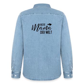 Beste Mama der Welt - Männer Jeanshemd Organic von Stanley/Stella - verwaschenes Hellblau - Hinten - AI Model Male 185 light (185cm)
