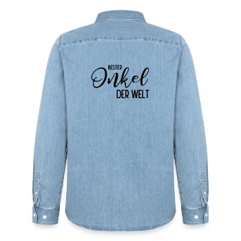Bester Onkel der Welt - Männer Jeanshemd Organic von Stanley/Stella - verwaschenes Hellblau - Hinten - AI Model Male 185 light (185cm)