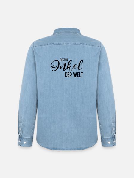 Bester Onkel der Welt - Männer Jeanshemd Organic von Stanley/Stella - verwaschenes Hellblau