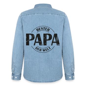 Bester Papa der Welt - Männer Jeanshemd Organic von Stanley/Stella - verwaschenes Hellblau - Hinten - AI Model Male 185 light (185cm)
