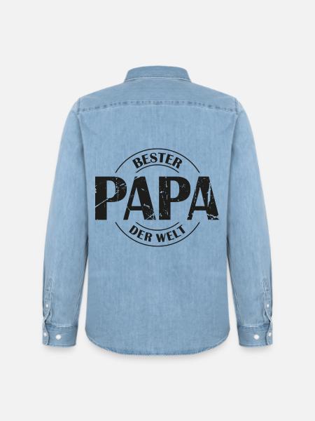 Bester Papa der Welt - Männer Jeanshemd Organic von Stanley/Stella - verwaschenes Hellblau