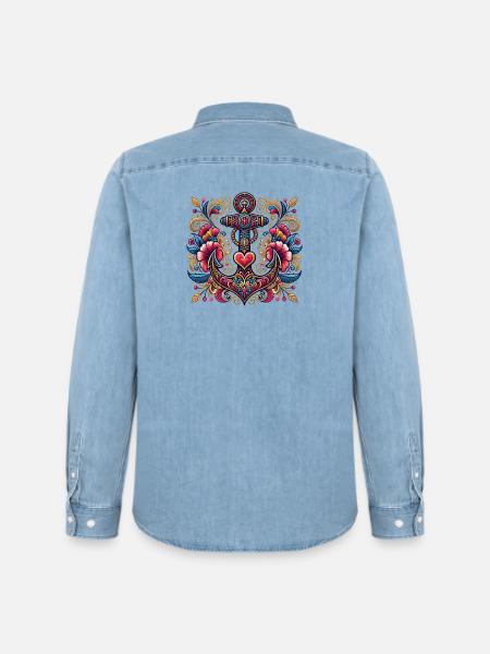 Anchor with heart - Men’s Organic Denim Shirt by Stanley/Stella - light wash