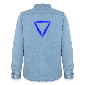 Element Symbol Wasser - Männer Jeanshemd Organic von Stanley/Stella - verwaschenes Hellblau - Hinten - AI Model Male 185 light (185cm)