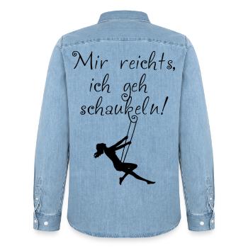 Mir reichts, ich geh schaukeln! - Männer Jeanshemd Organic von Stanley/Stella - verwaschenes Hellblau - Hinten - AI Model Male 185 light (185cm)