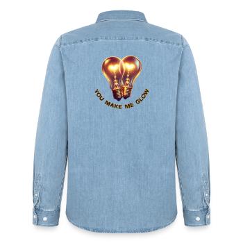 You Make Me Glow - Männer Jeanshemd Organic von Stanley/Stella - verwaschenes Hellblau - Hinten - AI Model Male 185 light (185cm)