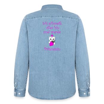 Prinzessin - Männer Jeanshemd Organic von Stanley/Stella - verwaschenes Hellblau - Hinten - AI Model Male 185 light (185cm)