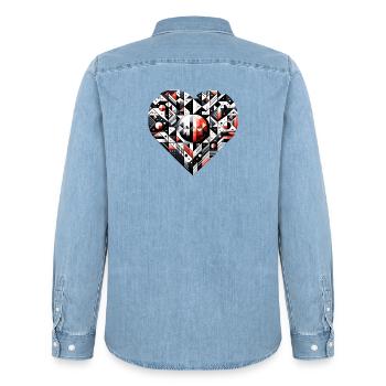 Geometrisches Herz: Ein großes Herz. - Männer Jeanshemd Organic von Stanley/Stella - verwaschenes Hellblau - Hinten - AI Model Male 185 light (185cm)