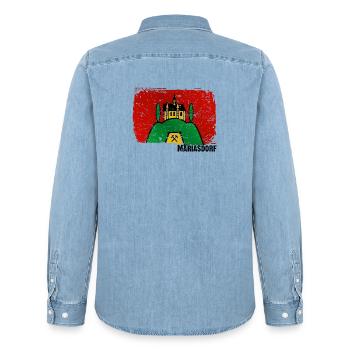 le bourg de Mariasdorf dans le sud du Burgenland - Chemise en denim homme bio Stanley/Stella - bleu clair délavé - Dos - AI Model Male 185 light (185cm)