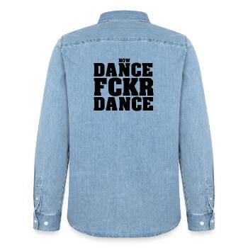 Dance Fckr Dance - Men’s Organic Denim Shirt by Stanley/Stella - light wash - Back - AI Model Male 185 light (185cm)