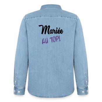 FUTURE MARIEE. EVJF. MARIEE - Chemise en denim homme bio Stanley/Stella - bleu clair délavé - Dos - AI Model Male 185 light (185cm)