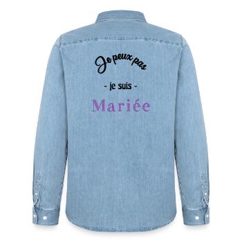 FUTURE MARIEE. EVJF. MARIEE. TEAM. TEAM MARIEE - Chemise en denim homme bio Stanley/Stella - bleu clair délavé - Dos - AI Model Male 185 light (185cm)