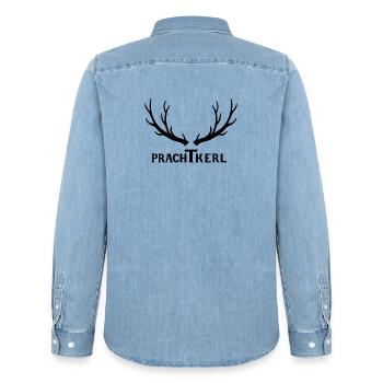 Prachtkerl Hirschgeweih Geschenk - Idee - Männer Jeanshemd Organic von Stanley/Stella - verwaschenes Hellblau - Hinten - AI Model Male 185 light (185cm)