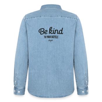 Be kind to your bicycle - Männer Jeanshemd Organic von Stanley/Stella - verwaschenes Hellblau - Hinten - AI Model Male 185 light (185cm)