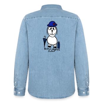 British English ScHoF - Männer Jeanshemd Organic von Stanley/Stella - verwaschenes Hellblau - Hinten - AI Model Male 185 light (185cm)