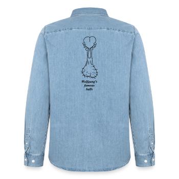 Wolfgangs famous balls - Männer Jeanshemd Organic von Stanley/Stella - verwaschenes Hellblau - Hinten - AI Model Male 185 light (185cm)