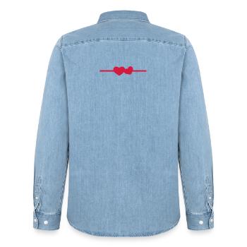 Linie Herz Ornament Symbol - Männer Jeanshemd Organic von Stanley/Stella - verwaschenes Hellblau - Hinten - AI Model Male 185 light (185cm)