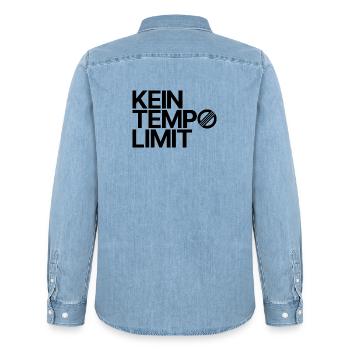 KEIN TEMPOLIMIT - Männer Jeanshemd Organic von Stanley/Stella - verwaschenes Hellblau - Hinten - AI Model Male 185 light (185cm)