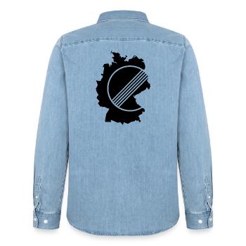 UNLIMITED GERMANY par Unlimited Apparel - Chemise en denim homme bio Stanley/Stella - bleu clair délavé - Dos - AI Model Male 185 light (185cm)