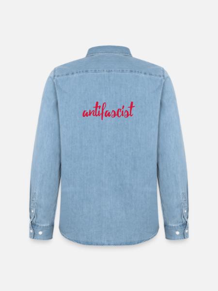 Always Antifascist - Männer Jeanshemd Organic von Stanley/Stella - verwaschenes Hellblau