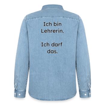 Lehrerin Design – ich darf das - Männer Jeanshemd Organic von Stanley/Stella - verwaschenes Hellblau - Hinten - AI Model Male 185 light (185cm)