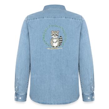 raton laveur - Chemise en denim homme bio Stanley/Stella - bleu clair délavé - Dos - AI Model Male 185 light (185cm)