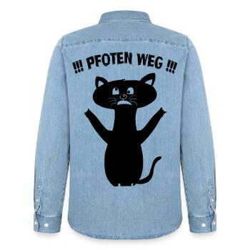 Pfoten weg - Männer Jeanshemd Organic von Stanley/Stella - verwaschenes Hellblau - Hinten - AI Model Male 185 light (185cm)