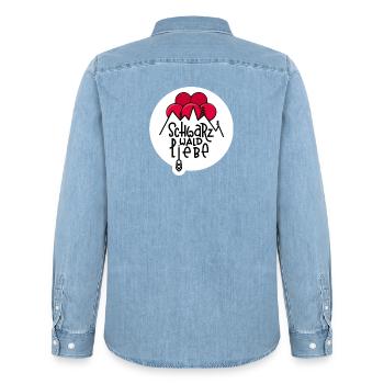 Schwarzwaldliebe Bollenhut - Männer Jeanshemd Organic von Stanley/Stella - verwaschenes Hellblau - Hinten - AI Model Male 185 light (185cm)