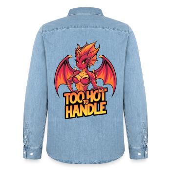 Too Hot To Handle - Men’s Organic Denim Shirt by Stanley/Stella - light wash - Back - AI Model Male 185 light (185cm)