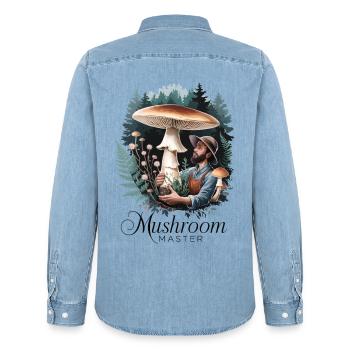 Maître des champignons - Chemise en denim homme bio Stanley/Stella - bleu clair délavé - Dos - AI Model Male 185 light (185cm)