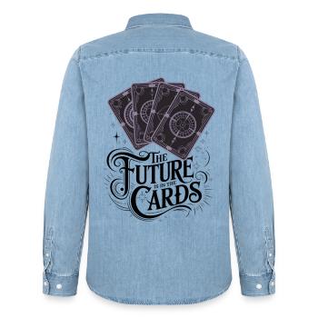 The Future Is In The Cards - Men’s Organic Denim Shirt by Stanley/Stella - light wash - Back - AI Model Male 185 light (185cm)