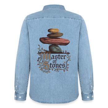 Master Of Stones - Men’s Organic Denim Shirt by Stanley/Stella - light wash - Back - AI Model Male 185 light (185cm)