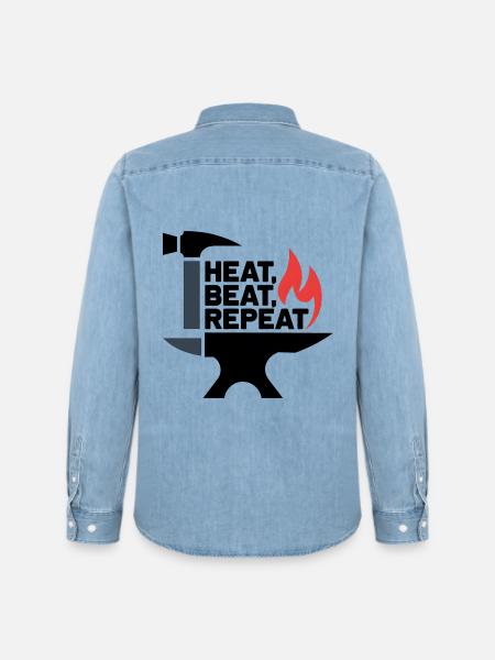 Heat, Beat, Repeat - Men’s Organic Denim Shirt by Stanley/Stella - light wash