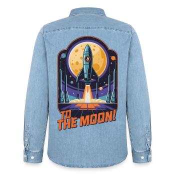 Zum Mond - Männer Jeanshemd Organic von Stanley/Stella - verwaschenes Hellblau - Hinten - AI Model Male 185 light (185cm)