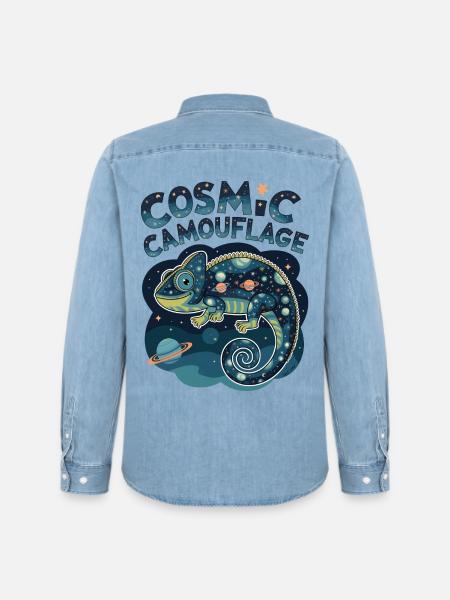 Cosmic Camouflage - Men’s Organic Denim Shirt by Stanley/Stella - light wash