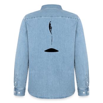 Hüpfende Person auf dem Trampolin - Männer Jeanshemd Organic von Stanley/Stella - verwaschenes Hellblau - Hinten - AI Model Male 185 light (185cm)