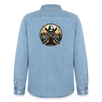 Logo de l’Ouest 1 - Chemise en denim homme bio Stanley/Stella - bleu clair délavé - Dos - AI Model Male 185 light (185cm)