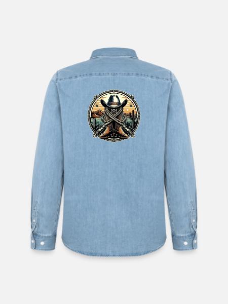 Western Logo 1 - Men’s Organic Denim Shirt by Stanley/Stella - light wash