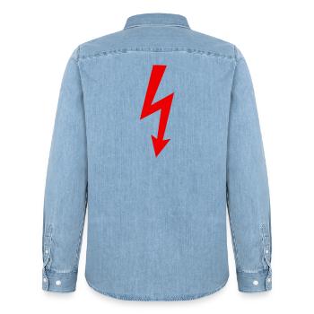 Logo de l’éclair - Chemise en denim homme bio Stanley/Stella - bleu clair délavé - Dos - AI Model Male 185 light (185cm)