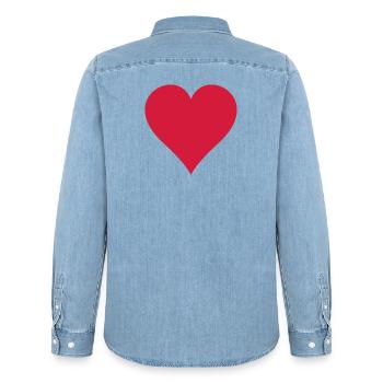 cœur - Chemise en denim homme bio Stanley/Stella - bleu clair délavé - Dos - AI Model Male 185 light (185cm)