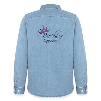 Birthday Queen - Men’s Organic Denim Shirt by Stanley/Stella - light wash - Back - AI Model Male 185 light (185cm)