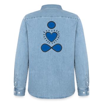 Infinity Heart Emblem - Men’s Organic Denim Shirt by Stanley/Stella - light wash - Back - AI Model Male 185 light (185cm)