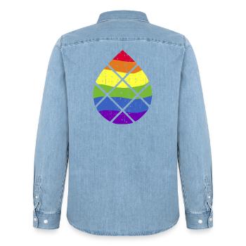 Augsbourg Zirbelnuss LGBT LGBTQPlus - Chemise en denim homme bio Stanley/Stella - bleu clair délavé - Dos - AI Model Male 185 light (185cm)