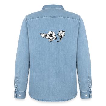 Pensée - Chemise en denim homme bio Stanley/Stella - bleu clair délavé - Dos - AI Model Male 185 light (185cm)