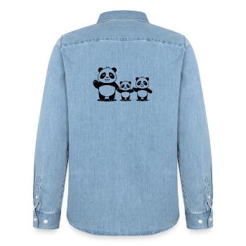 Parent célibataire avec 2 enfants - Chemise en denim homme bio Stanley/Stella - bleu clair délavé - Dos - AI Model Male 185 light (185cm)