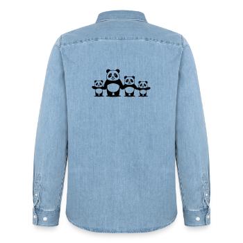 Parent solo avec 3 enfants - Chemise en denim homme bio Stanley/Stella - bleu clair délavé - Dos - AI Model Male 185 light (185cm)