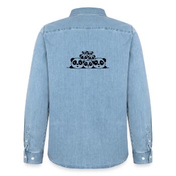 Familie Pandas 2 Eltern 5 Kinder - Männer Jeanshemd Organic von Stanley/Stella - verwaschenes Hellblau - Hinten - AI Model Male 185 light (185cm)