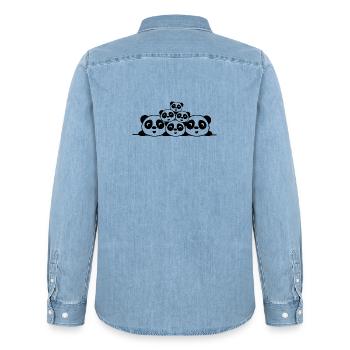 Family Pandas 2 parents 4 children - Men’s Organic Denim Shirt by Stanley/Stella - light wash - Back - AI Model Male 185 light (185cm)