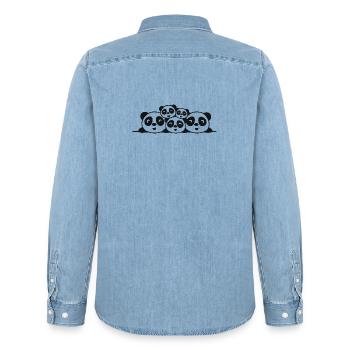 Familie Pandas 2 Eltern 3 Kinder - Männer Jeanshemd Organic von Stanley/Stella - verwaschenes Hellblau - Hinten - AI Model Male 185 light (185cm)