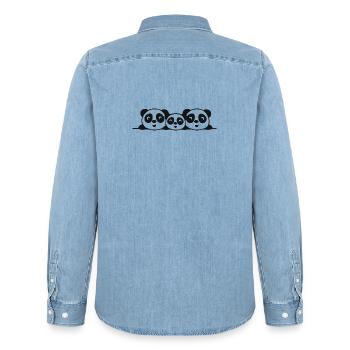 Familie Pandas 2 Eltern 1 Kind - Männer Jeanshemd Organic von Stanley/Stella - verwaschenes Hellblau - Hinten - AI Model Male 185 light (185cm)